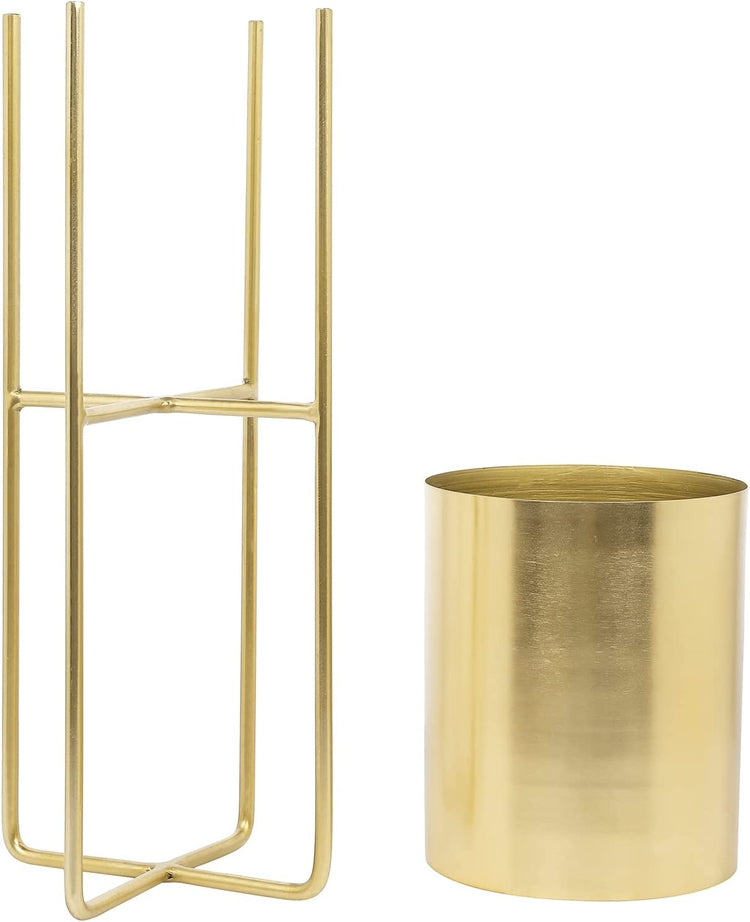 Brushed Brass Metal Decorative Planter Pot with Display Riser Stand-MyGift