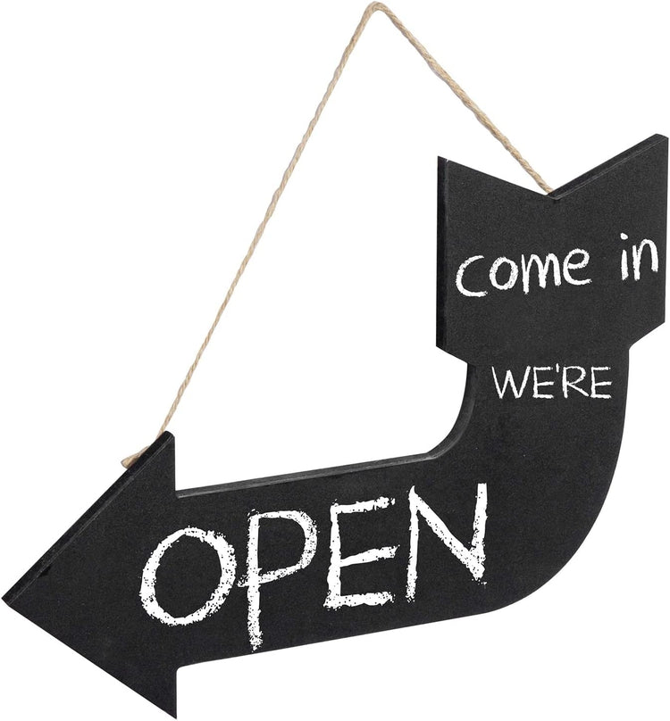 Arrow Design Wall Mounted Business or Entryway Blackboard Signage with Rope Hanger-MyGift