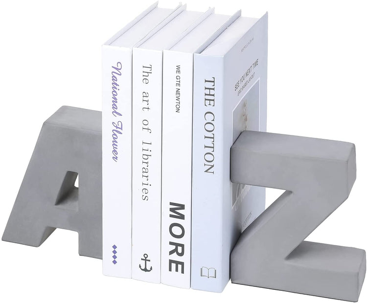 Decorative Gray Concrete A to Z Block Letter Bookends, 2 Piece Set – MyGift