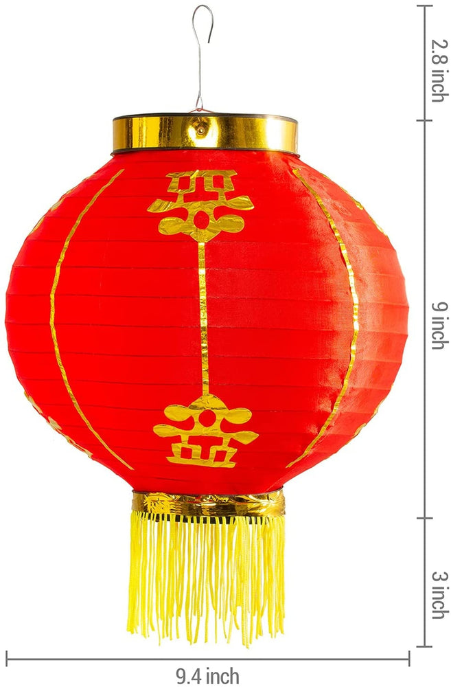Set of 4, Red Chinese Decorative Hanging Party Lantern Asian Decorations-MyGift