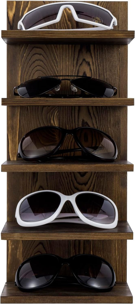 5 Tier Wood Sunglasses Holder Rack, Wall Mounted Eye Glasses Storage Organizer-MyGift