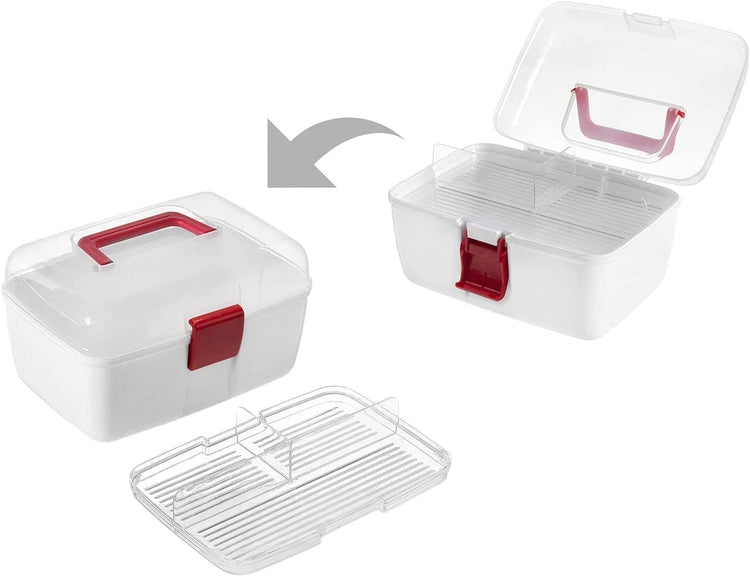 Clear Top First Aid Portable Storage with Removable Tray, Family Emergency Kit Travel Case-MyGift