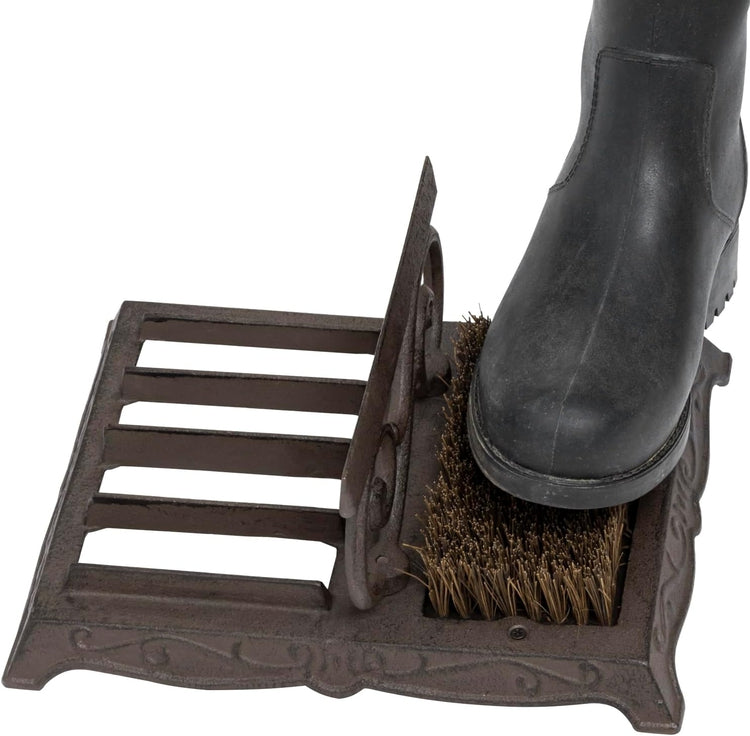 Dark Brown Cast Iron Shoe Scrubber with Vintage Baroque Scrollwork Des –  MyGift