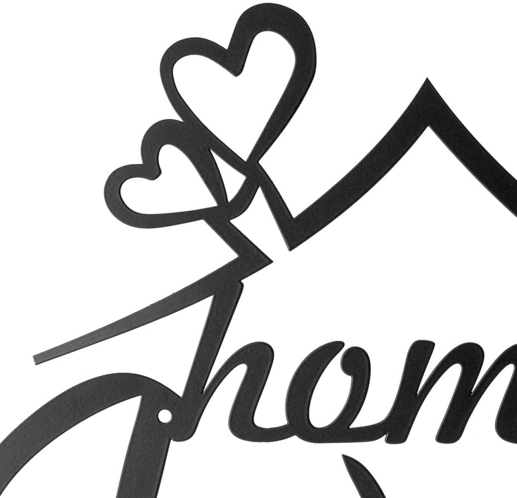 3-D Wall Art, Matte Black Home Sweet Home Metal Cutout Sign Wall Decor for Living Room, Kitchen, Family Room or Entryway-MyGift