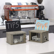 Set of 2, Gray Wood Lockable Suggestion Box, Donation Box with Removable Chalkboard and Acrylic Sign Holder-MyGift