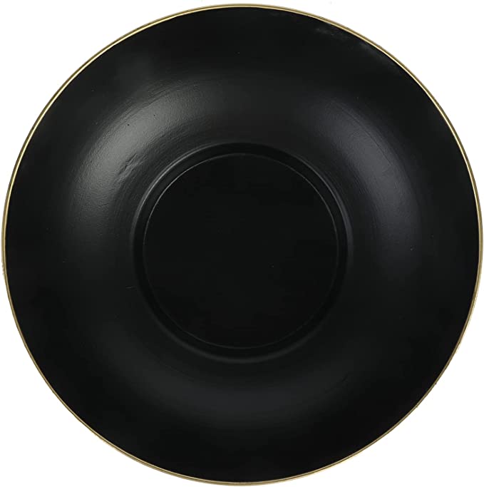 Black Metal Home Decor Decorative Bowl, 10 Inch Decorative Fruit Bowl with Gold Rim-MyGift