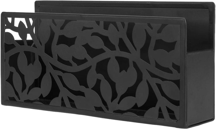 Magnetic Floral Pattern Black Metal Dry Erase Whiteboard Marker Supplies Basket Organizer-MyGift