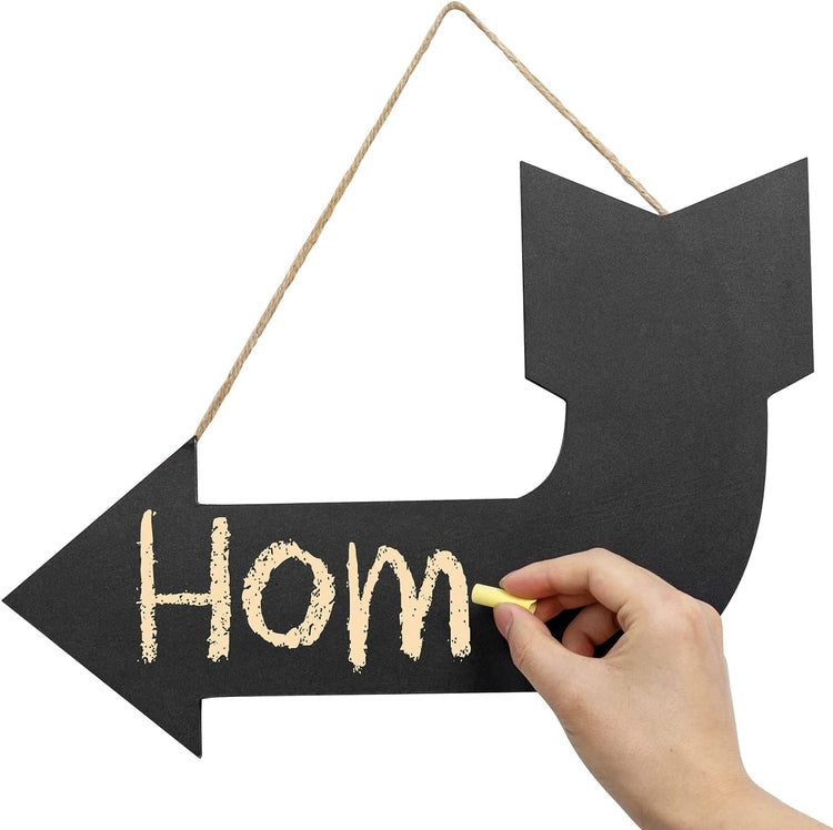 Arrow Design Wall Mounted Business or Entryway Blackboard Signage with Rope Hanger-MyGift