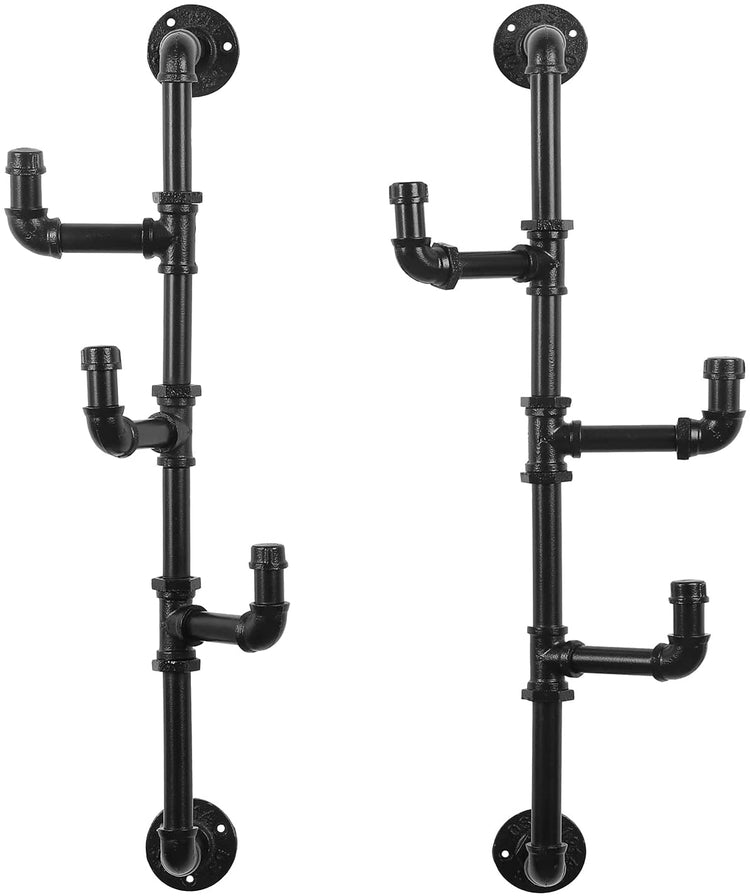 25-inch Industrial Design Black Metal Wall Hanging Hat and Coat Rack with 3 Adjustable Arm Hooks-MyGift