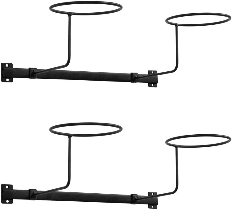 Set of 2 Wall Mounted Hat Racks, Modern Matte Black Metal Wire Holder Stand-MyGift
