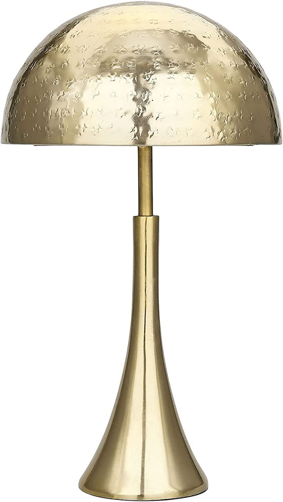 Freestanding Brass-Tone Metal Dome Hat Stand with Hammered Design, Long Wig Holder Stand-MyGift