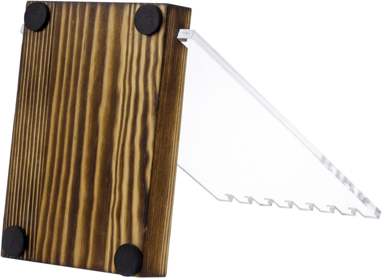 Tabletop Clear Acrylic Necklace Holder with Panel and Wood Base, Jewelry Stand, 2 Piece Set-MyGift