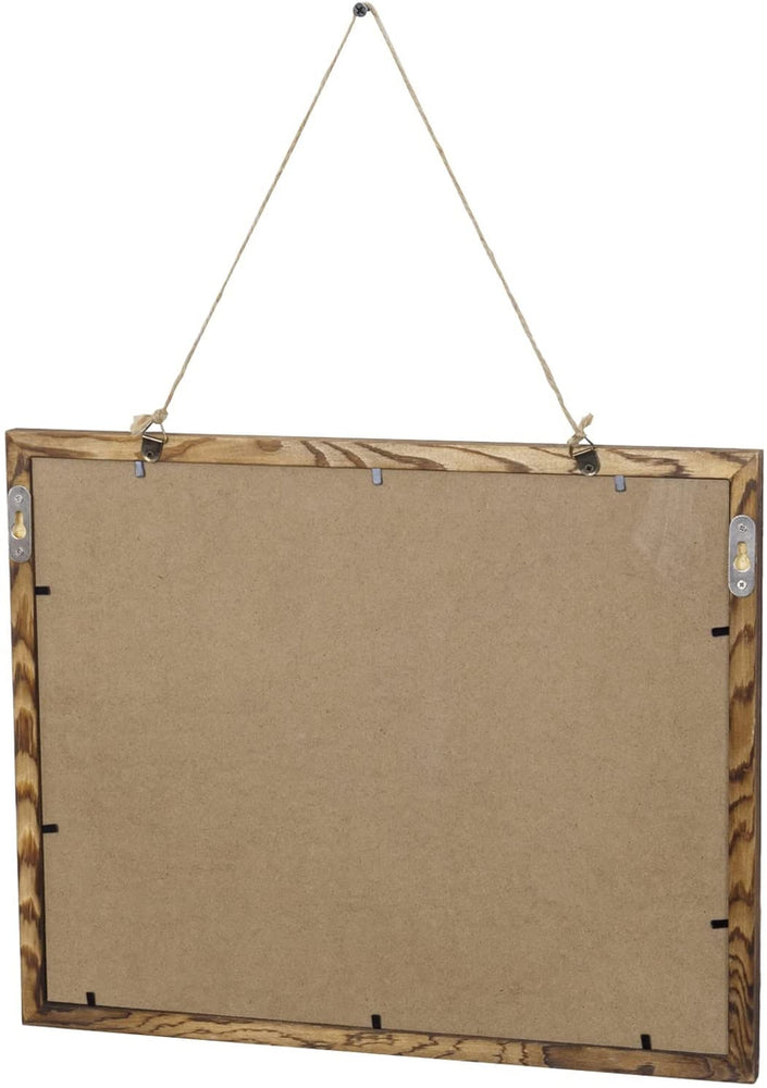 Wall Mounted Burnt Wood Framed Chalkboard with Hanging Rope, Decorative Chalk Message Board with Metal Corner Brackets-MyGift