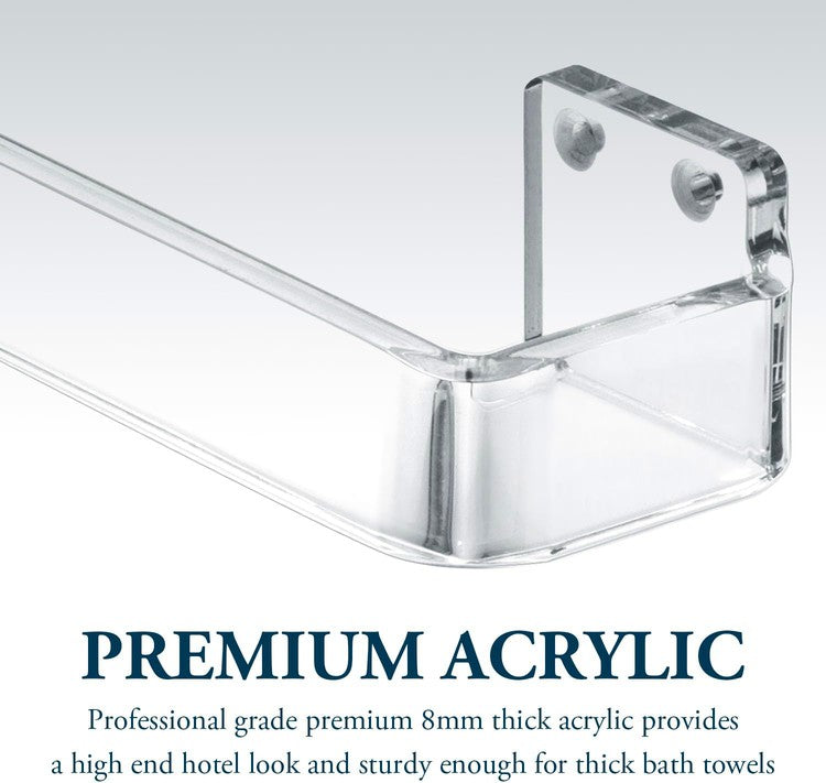 Wall Mounted Clear Acrylic Bath Towel Holder Bar, Floating Hanger Rail for Hanging Bathroom Hand Towels-MyGift