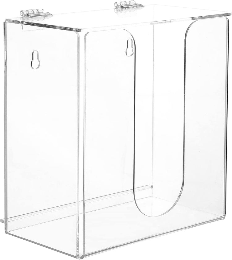 Clear Acrylic Wall Mounted Medical Safety Mask and Personal Face Covering Storage Dispenser Box with Lid Cover-MyGift
