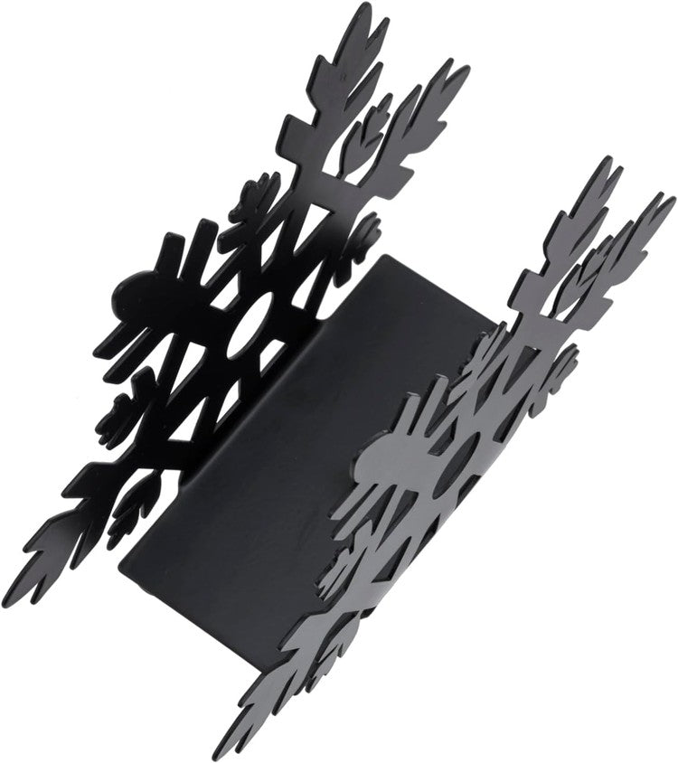 Black Metal Winter Snowflake Cutout Napkin Holder, Tabletop Dispenser for Disposable Dining Tissue-MyGift