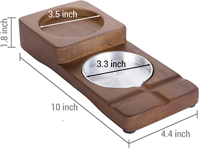 Wood Cigar Holder with Silver Metal Ashtray and Scotch Glass Wooden Coaster Tray, Cigar Whiskey Accessory Set-MyGift