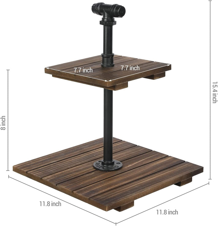 Burnt Wood and Black Metal Industrial Pipe 2-Tier Cupcake Holder Displ ...