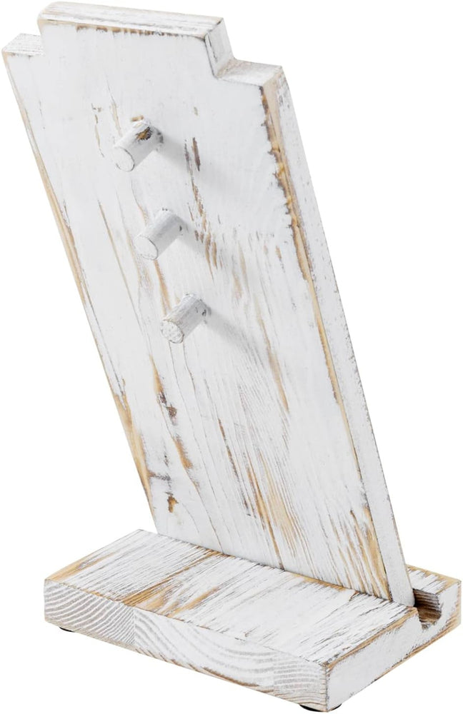 Whitewashed Wood Necklace Easel Stand with Detachable Board and Base, Tabletop Adjustable Jewelry Holder Retail Display-MyGift