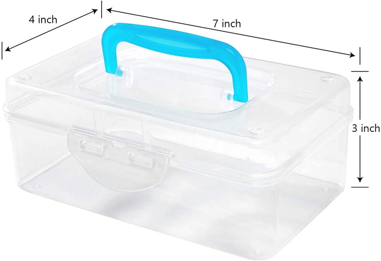 MyGift Multi Purpose Clear Plastic Travel Storage Box with Blue Handle