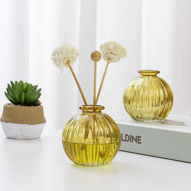 Retro Style Light Amber Tone Glass Apothecary Style Decorative Reed Diffuser Bottles, Set of 2-MyGift