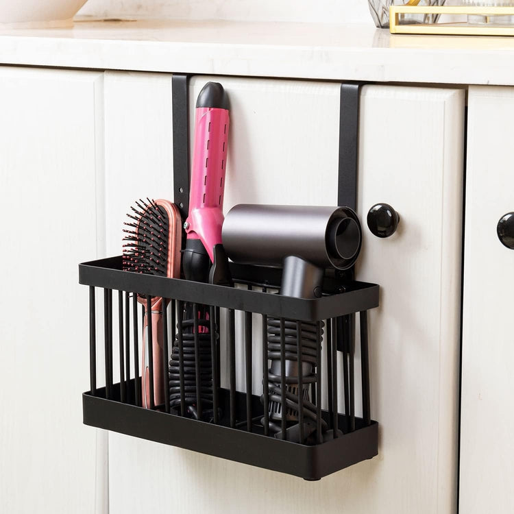 Wall Mountable, or Countertop Industrial Matte Black Metal Wire Hair Styling Hot Tools Basket-MyGift