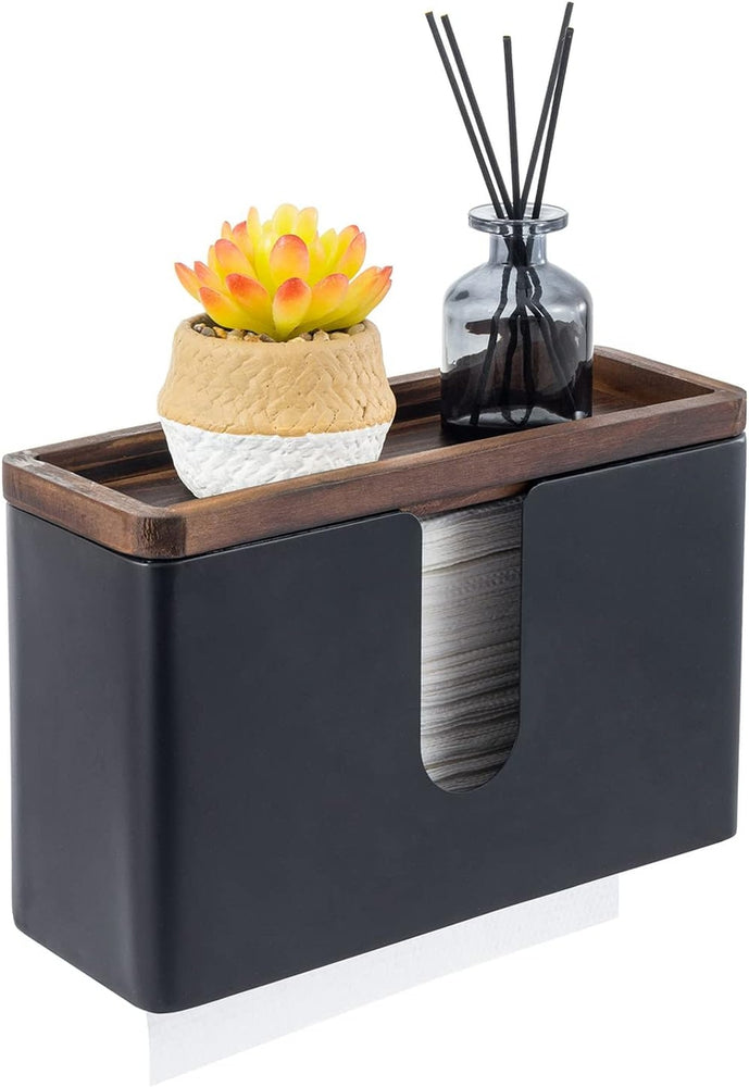 Matte Black Metal Commercial Paper Towel Holder, Wall Mounted Trifold Multifold Z Fold Disposable Napkin Dispenser-MyGift