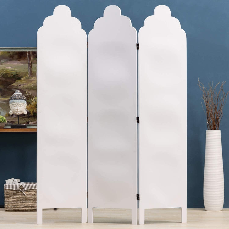 3-Panel Shabby Chic Vintage White Solid Wood Freestanding Room Divider-MyGift
