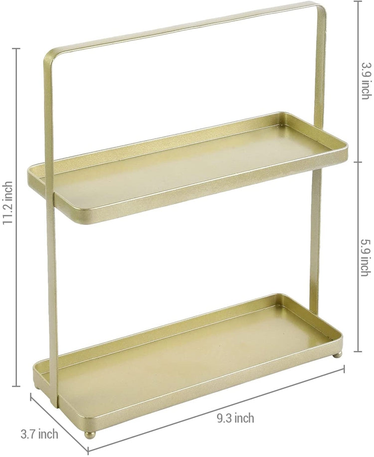 2 Tier Brass Metal Wire Cupcake Stand, Decorative Dessert and Appetizer Display Tray-MyGift