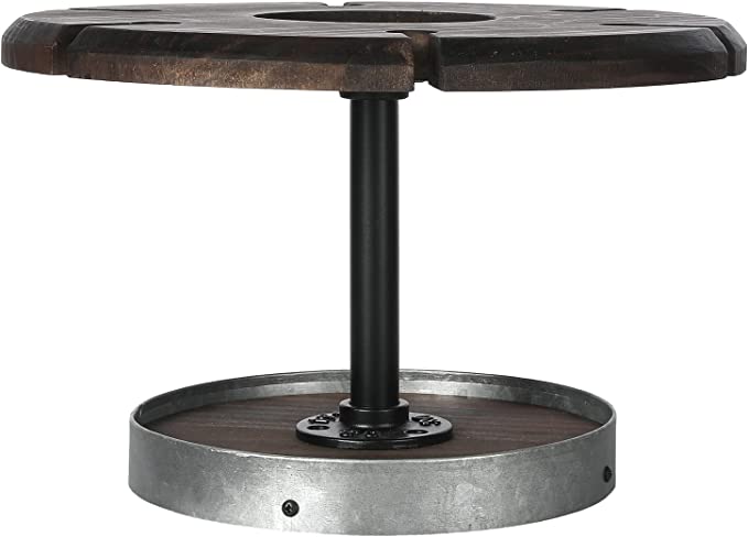 Rustic Burnt Wood Wine Flight Tasting Server Tray, Tabletop Stemware and Wine Bottle Serving Stand-MyGift