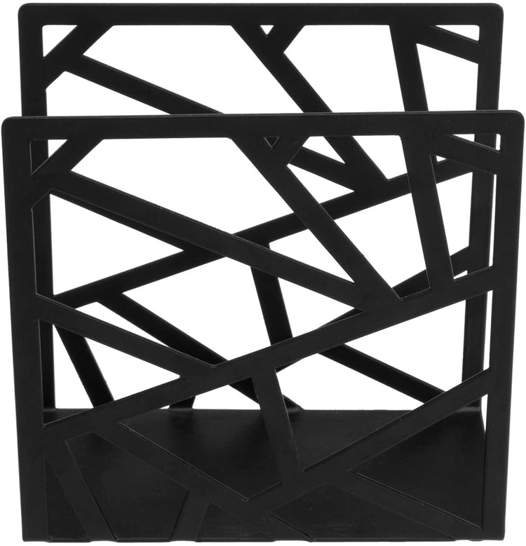 Modern Black Matte Geometric Metal Tabletop Napkin Holder Kitchen Dispenser-MyGift