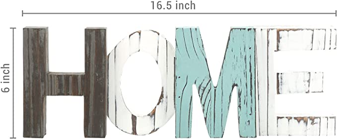 Rustic Home Sign Wall Décor, Galvanized Metal and Burnt Wood Love Letters Sign-MyGift