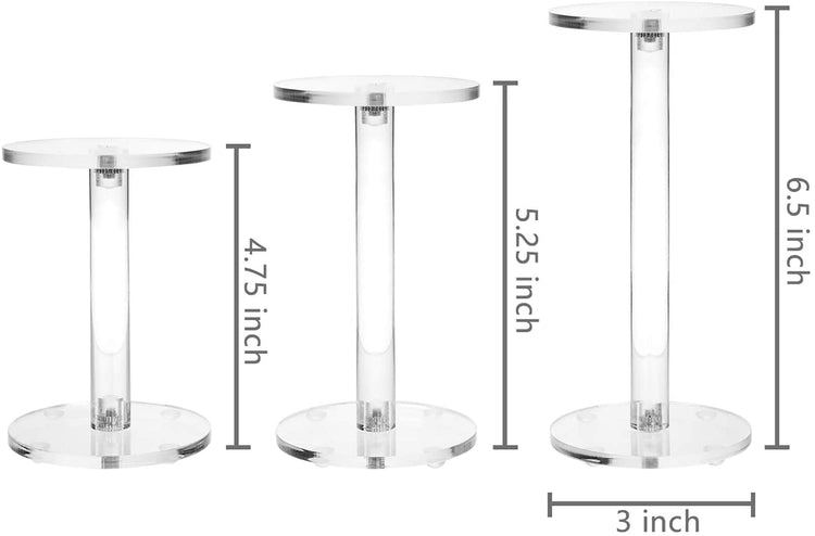Set of 6 Clear Round Acrylic Display Pedestal Riser Stands-MyGift