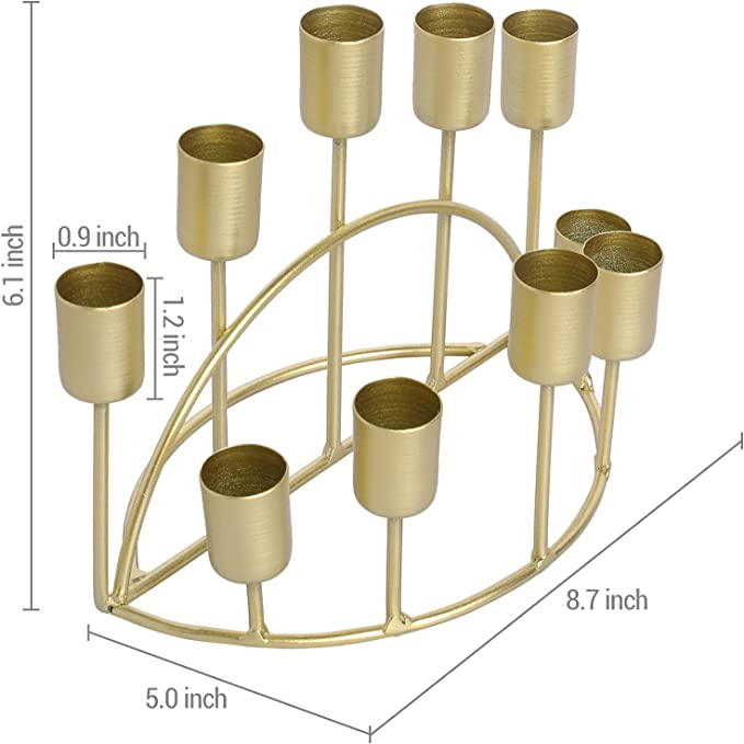 2 Tiered Vintage Brass Tone Metal Candelabra Candle Holder, Tabletop Taper Candlestick Holder-MyGift