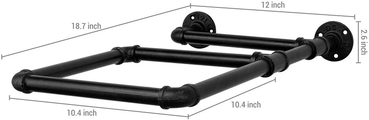 Set of 2, Wall Mounted Black Industrial Pipe Exercise Ball Storage Racks-MyGift