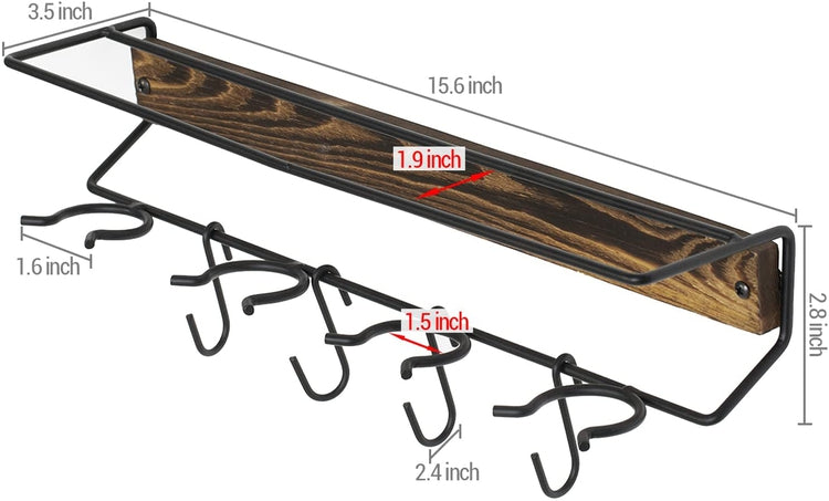 Burnt Wood, Black Metal Baseball Softball Equipment Rack, Bats and Balls Storage Holder, Hooks for Caps, Mitts, Gloves-MyGift