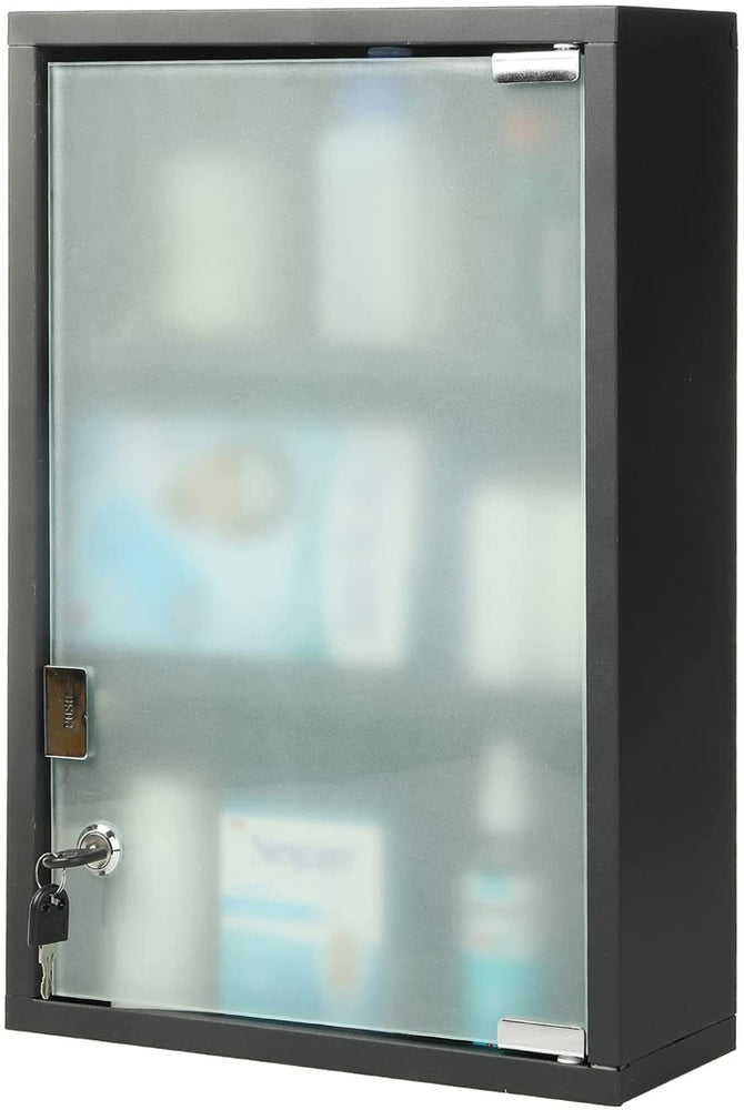 Metal First Aid Cabinet w/ Locking Glass Door-MyGift