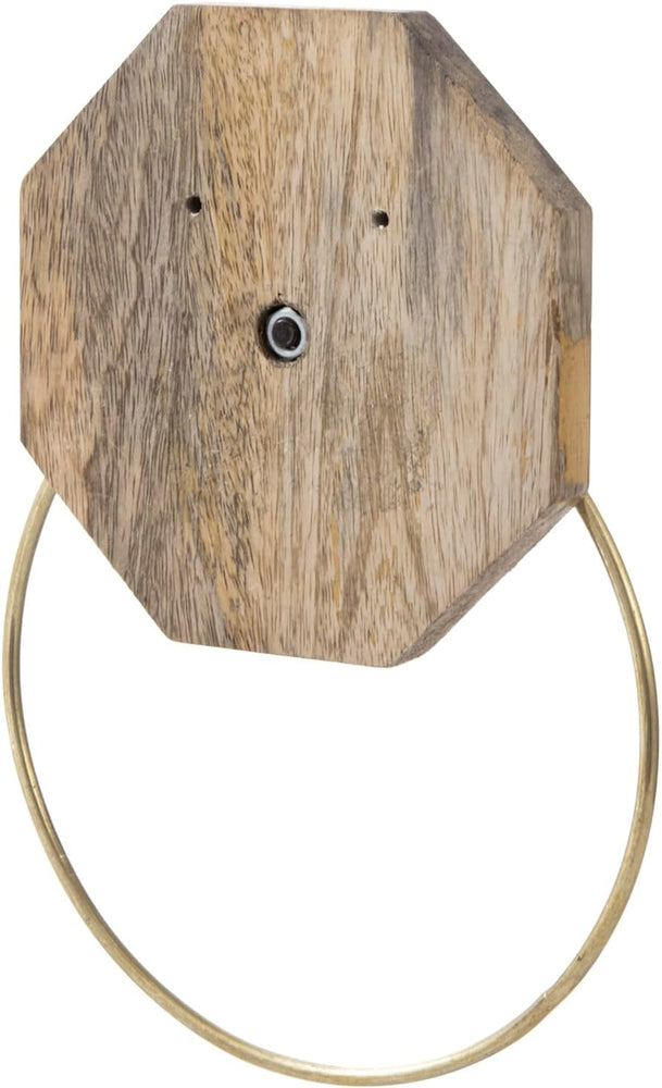 Wall Mounted Hand Towel Holder with Brass Tone Metal Wire Ring, Towel Rack-MyGift