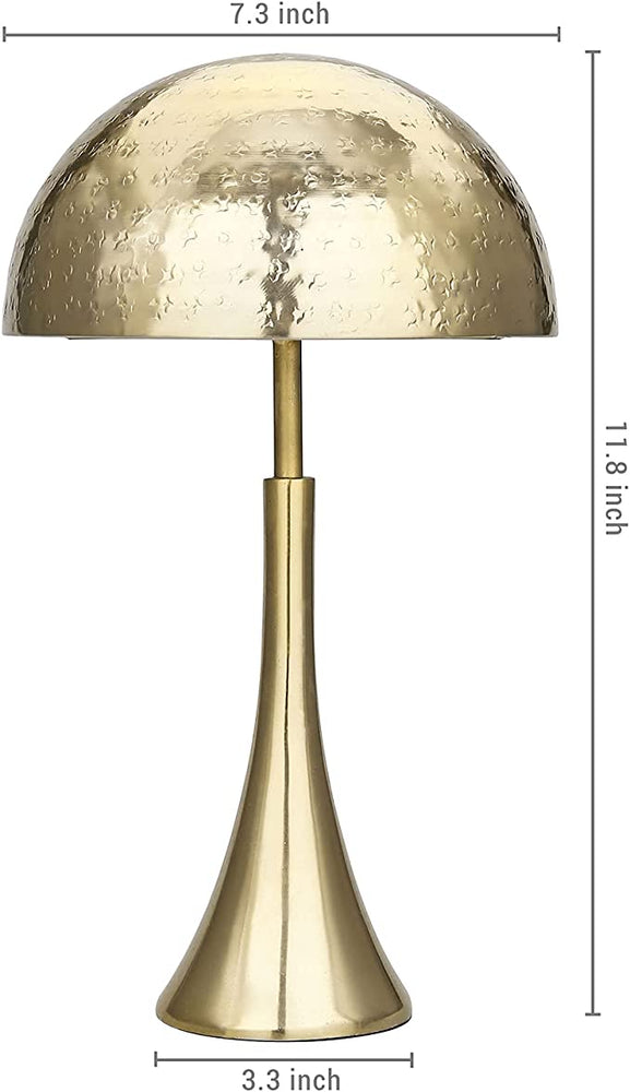 Freestanding Brass-Tone Metal Dome Hat Stand with Hammered Design, Long Wig Holder Stand-MyGift