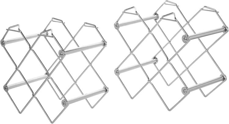 Diamond-Shaped Designer Metal Wire Tabletop Stackable Wine Racks, Set of 2-MyGift