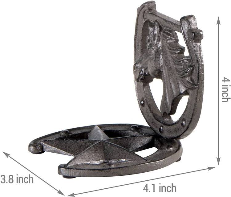 Rustic Brown Horseshoe Standing Toilet Paper Holder Cast Iron