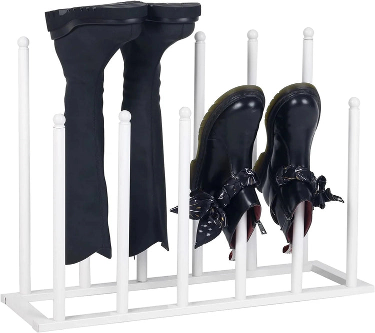 White Metal Free Standing Boot Shoe Rack Organizer, Tall Boot Shaper Storage Stand, Holds up 6 Pairs of Tall Boots-MyGift