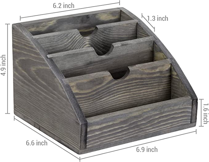 Decorative Rustic Gray Mail Sorter/Office Desk Stationary Organizer, 4 Compartment Mail Sorter-MyGift