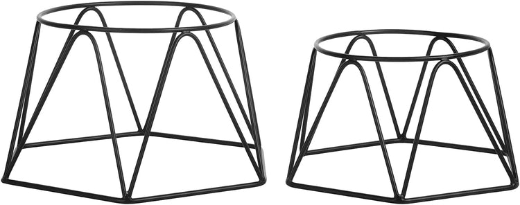 Set of 2, Black Geometric Tabletop Restaurant Pizza Pan or Oyster Tray Food Display Riser Server Stand-MyGift