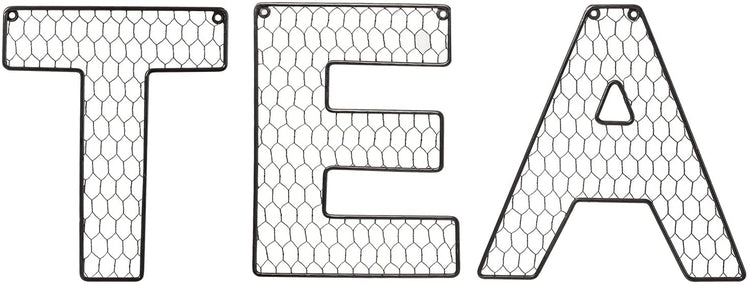 Decorative Letters, EAT Wall Sign Kitchen Decor, Matte Black Metal Chicken Wire Hanging Block Letters-MyGift