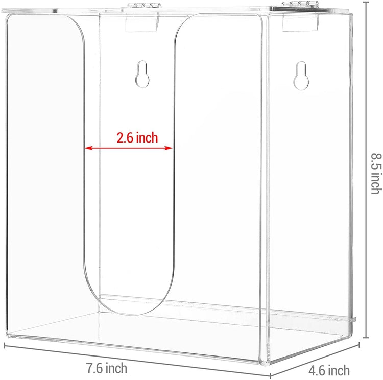 Clear Acrylic Wall Mounted Medical Safety Mask and Personal Face Covering Storage Dispenser Box with Lid Cover-MyGift