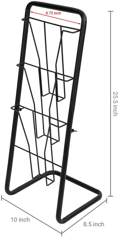 3-Tier Matte Black Metal Freestanding Wire Magazine Rack, File Organizer-MyGift