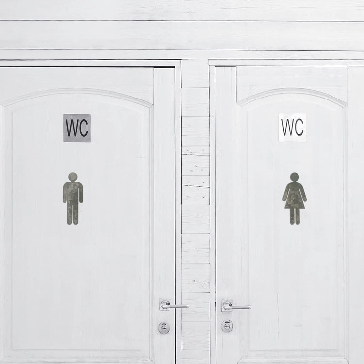 Galvanized Metal Cutout Male Female Restroom Hanging Door Signs, Decorative Bathroom Dressing Room Signs-MyGift