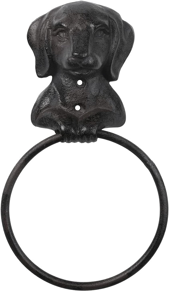 Set of 2, Dog Design Cast Iron Wall Mounted Bathroom Hand Towel Ring-MyGift