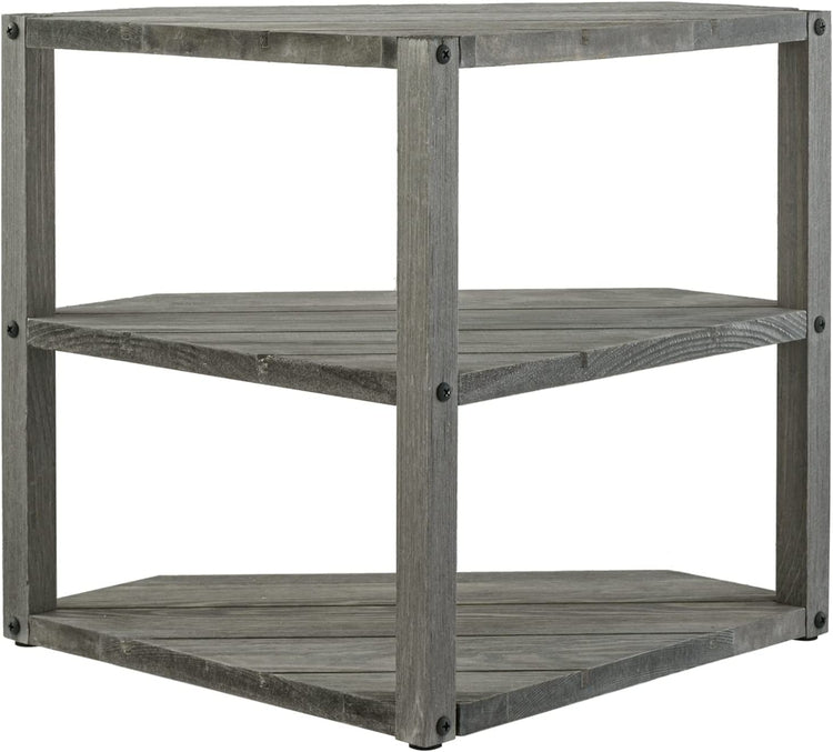 3-Tiered Weathered Gray Wood Kitchen Countertop Corner Organizer Shelf-MyGift